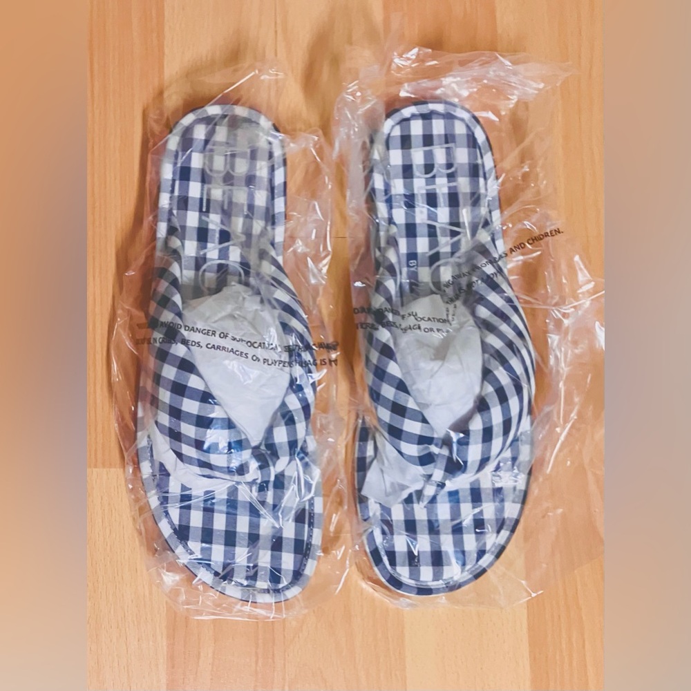 Matisse Beach Collection Navy Blue/White Gingham Slip On Sandals - Size 9 - Picture 6 of 10